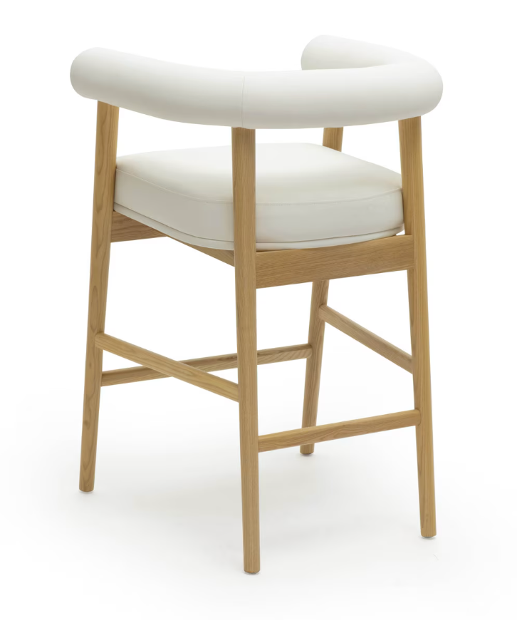 Tabouret de bar Para en cuir végétalien, blanc