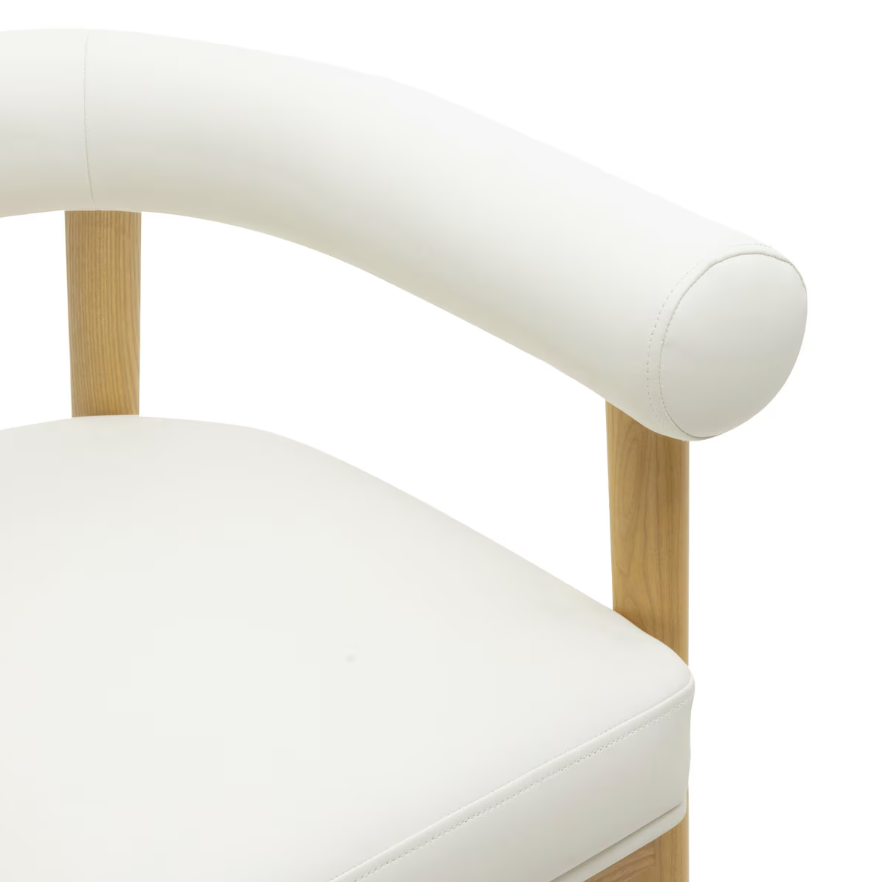 Tabouret de bar Para en cuir végétalien, blanc