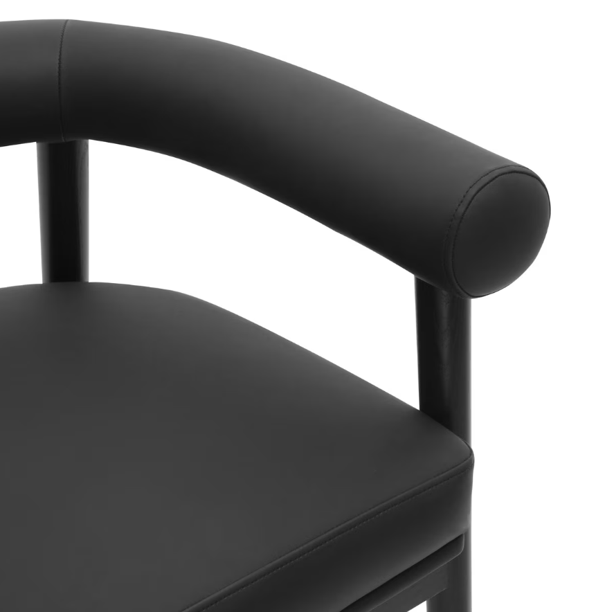 Tabouret de bar Para en cuir végétalien, noir