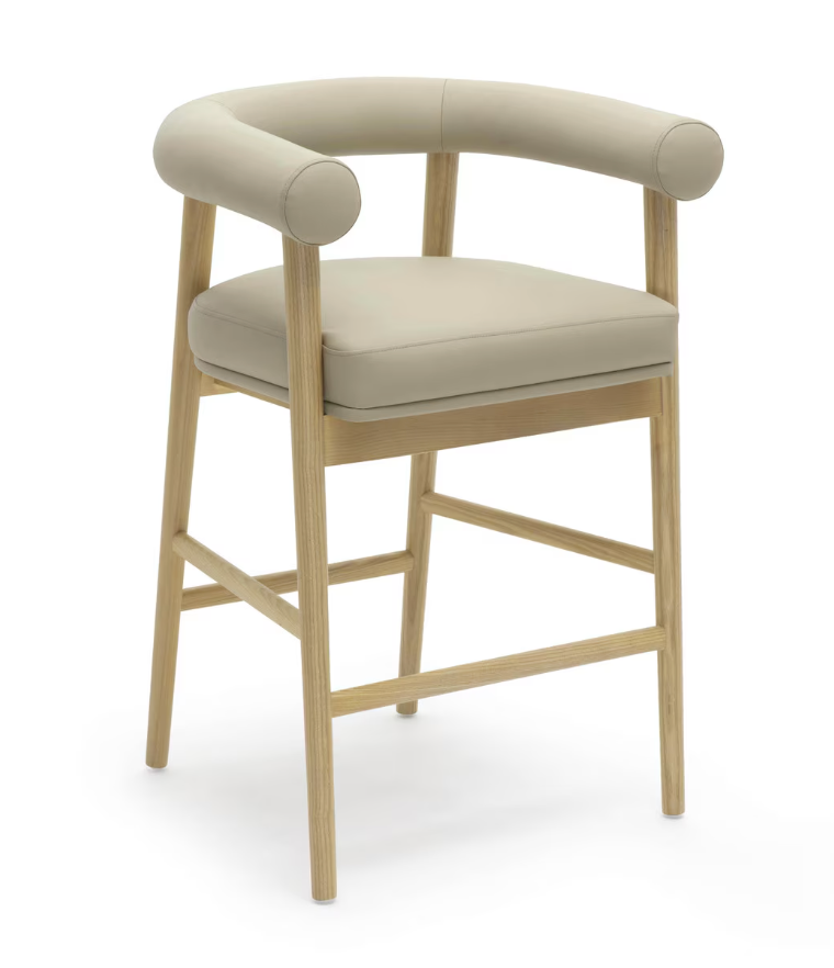 Tabouret de bar Para en cuir végétalien, taupe