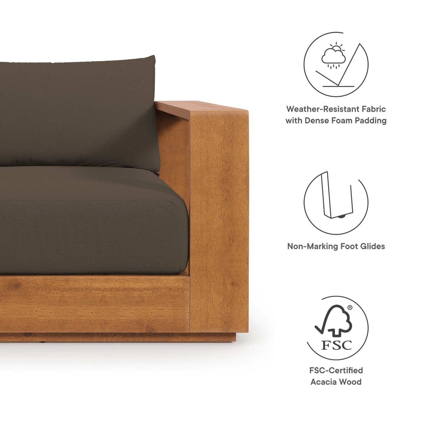 Ensemble de meubles de jardin en acacia Tahoe, 5 pièces