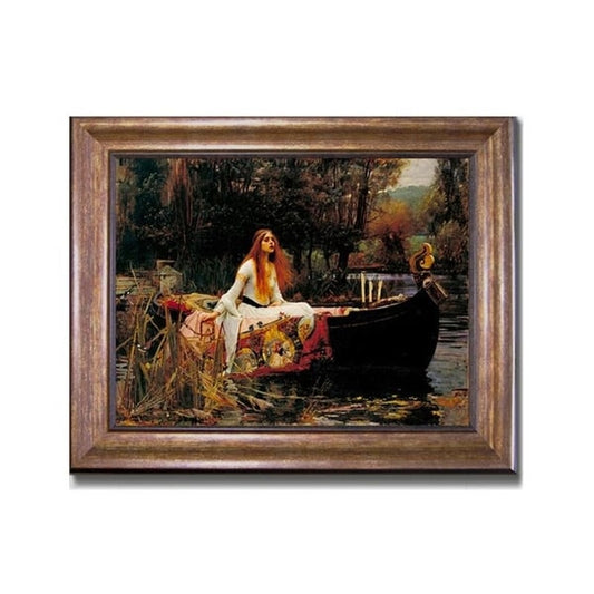 La Dame de Shalott par John Waterhouse, tableau sur toile encadré en bronze et or (taille encadrée : 56 cm x 71 cm)