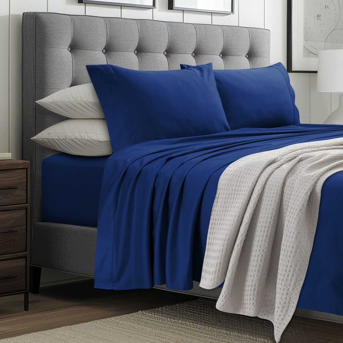 Jeu de draps en coton égyptien 1000 fils avec poches extra-profondes de Tribeca Living