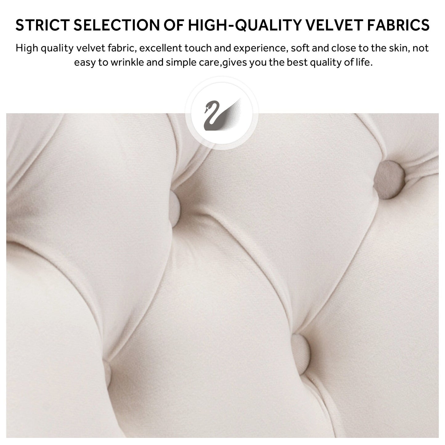 Lot de 6 chaises de salle à manger en velours capitonné avec pieds en bois massif.