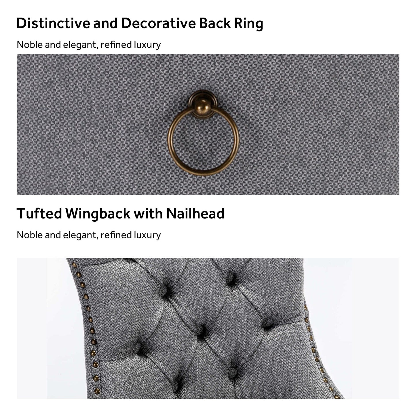 Lot de 6 chaises de salle à manger en velours capitonné avec pieds en bois massif.