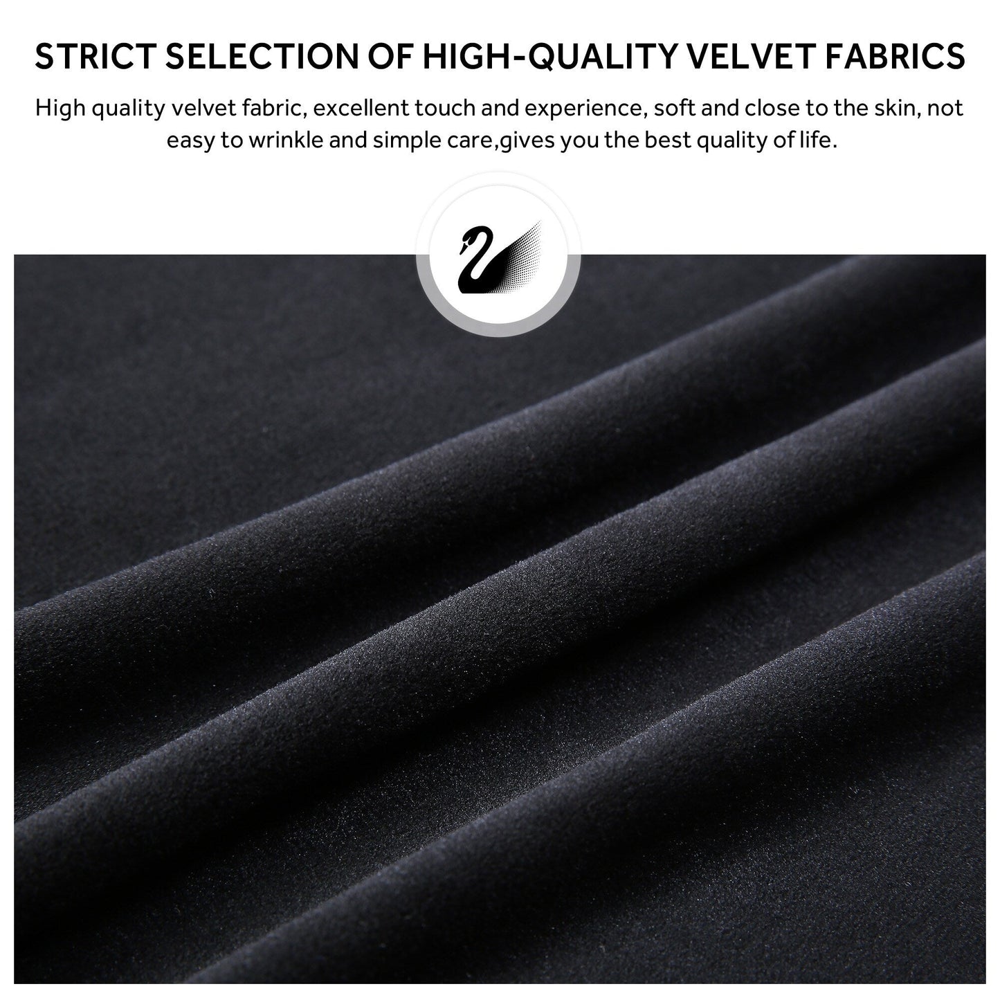 Lot de 6 chaises de salle à manger en velours capitonné avec pieds en bois massif.