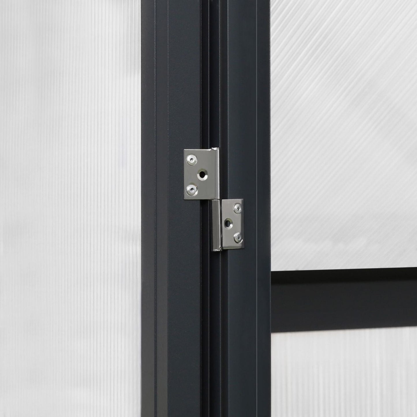 VEIKOUS Kit de serre de jardin en aluminium avec porte verrouillable et fenêtre de toit réglable, gris.