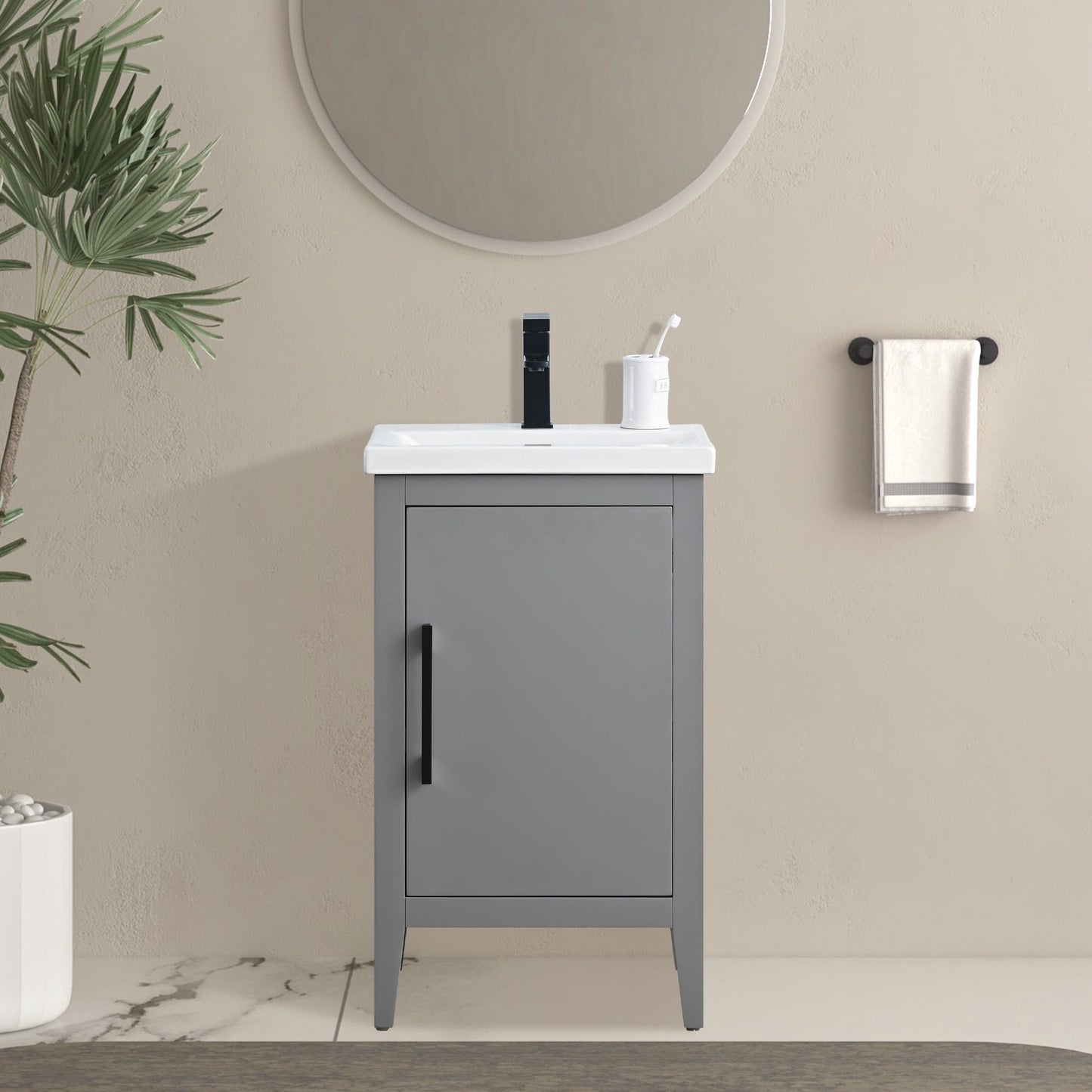 Meuble-lavabo de salle de bain Vanity Art avec lavabo simple, plateau en céramique, disponible en 20, 24 ou 30 pouces.