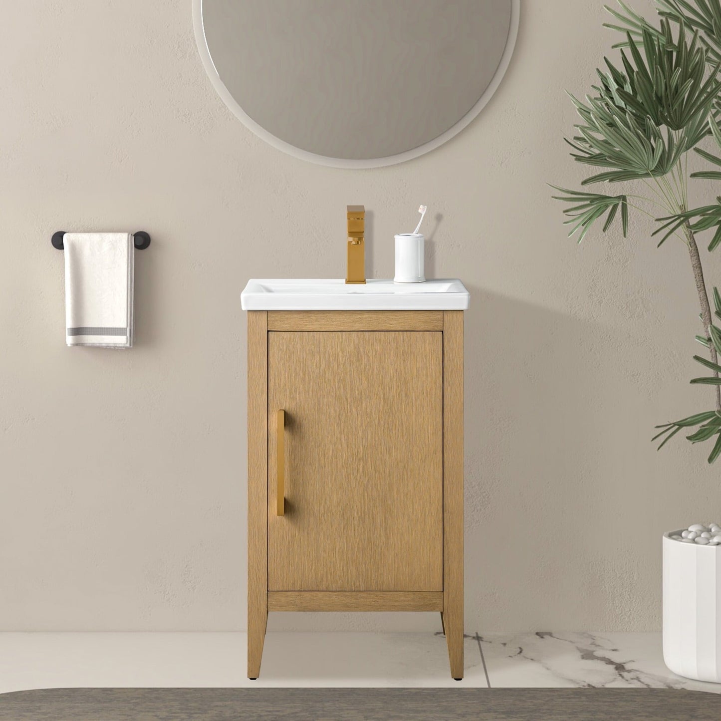 Meuble-lavabo de salle de bain Vanity Art avec lavabo simple, plateau en céramique, disponible en 20, 24 ou 30 pouces.
