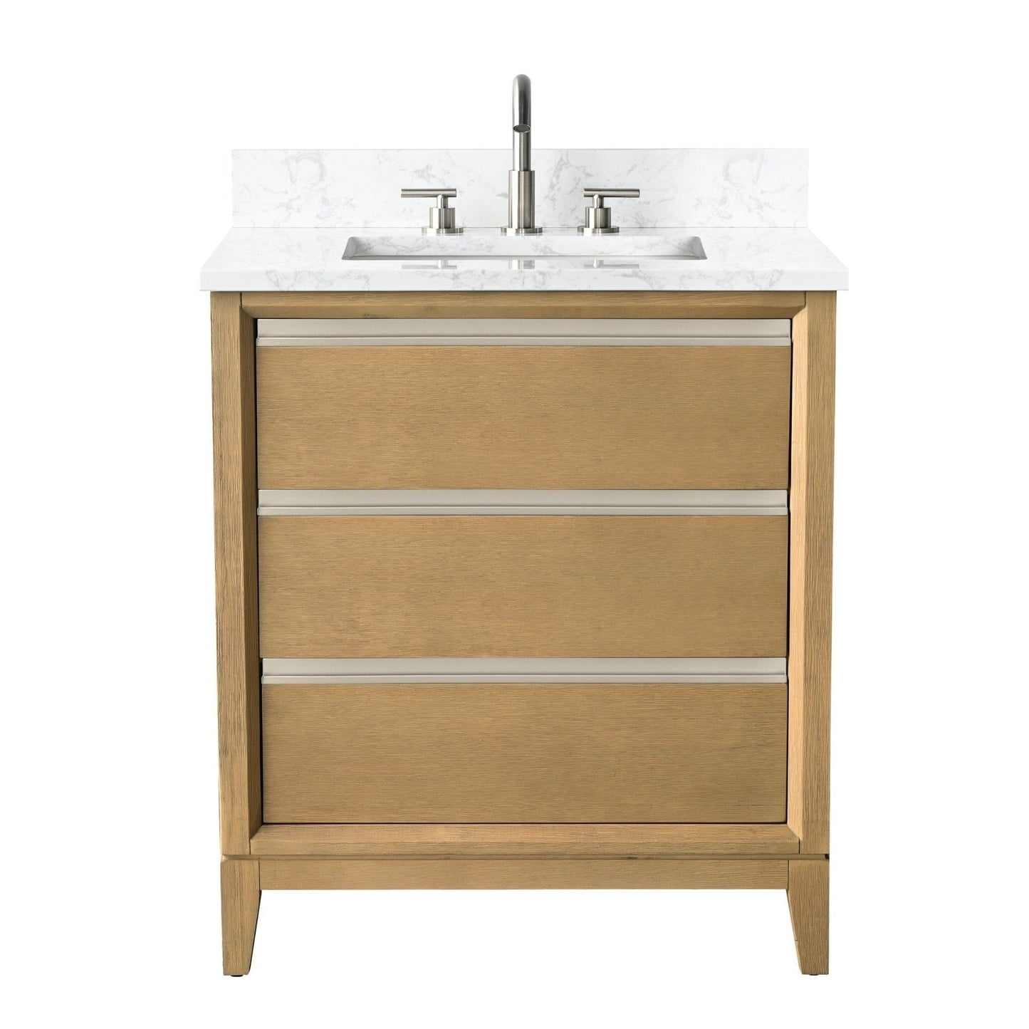 Meuble-lavabo Vanity Art avec lavabo en céramique et plan de travail en marbre composite.