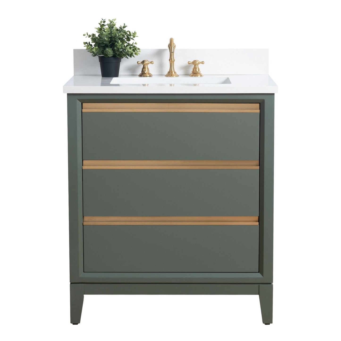 Meuble-lavabo Vanity Art avec lavabo en céramique et plan de travail en marbre composite.