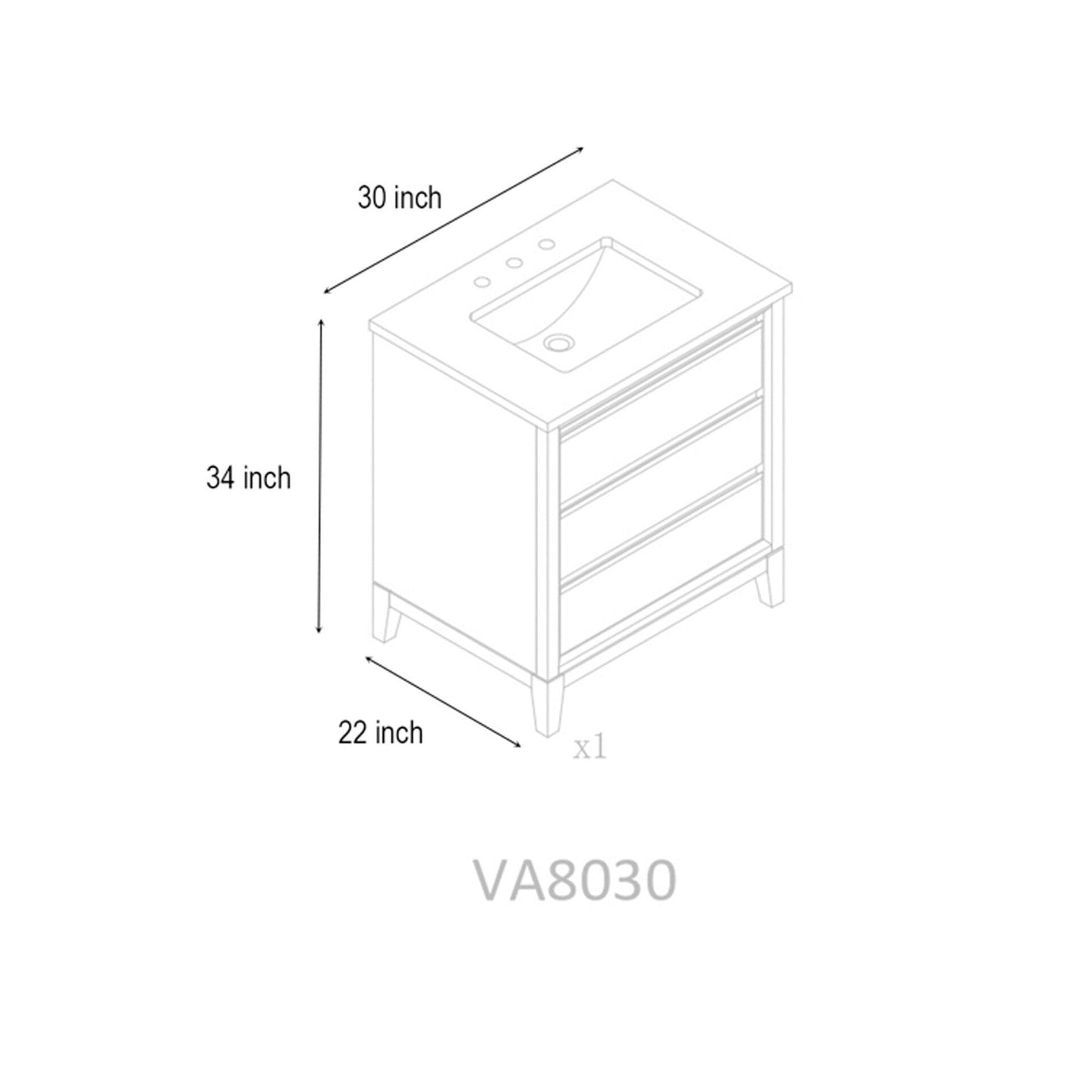 Meuble-lavabo Vanity Art avec lavabo en céramique et plan de travail en marbre composite.