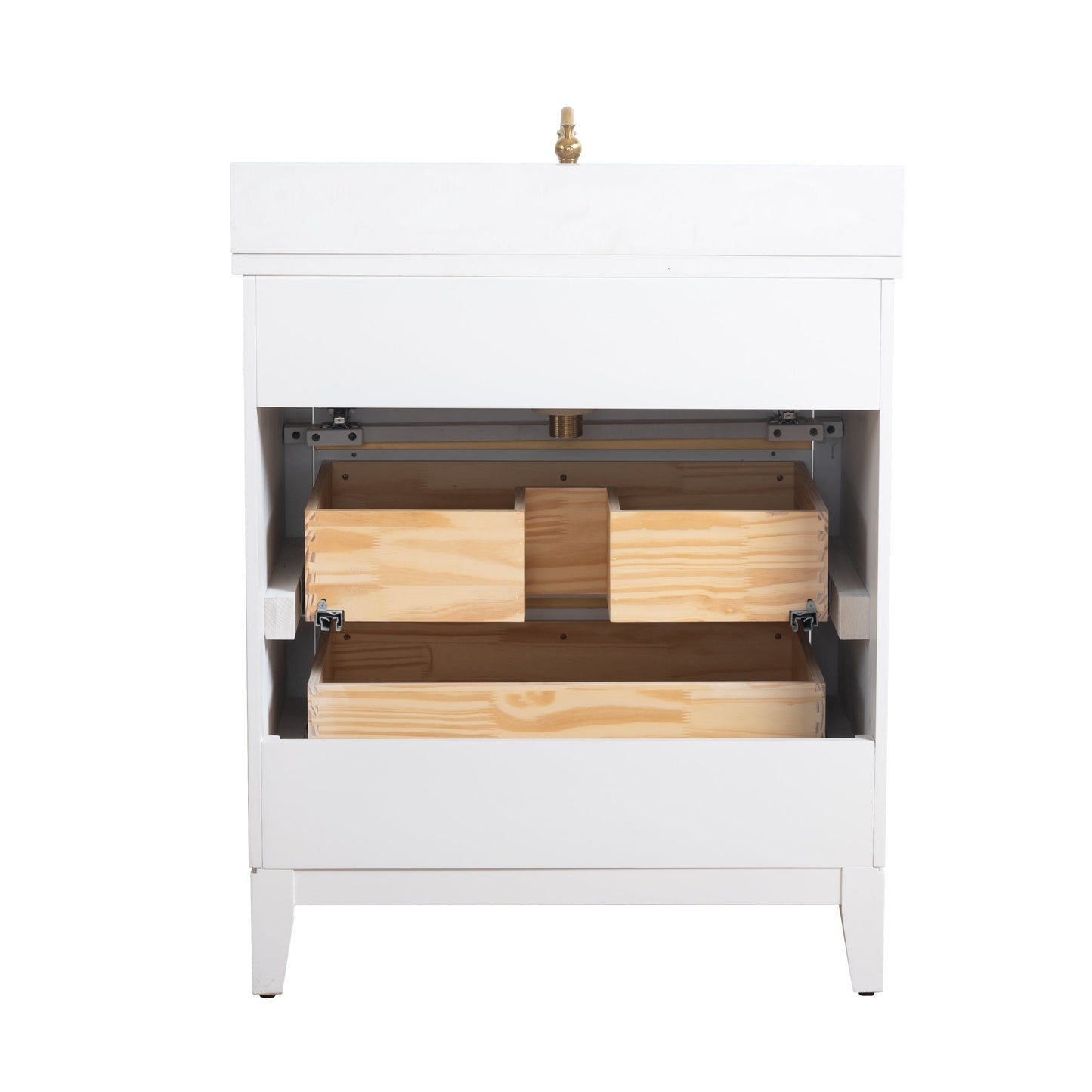 Meuble-lavabo Vanity Art avec lavabo en céramique et plan de travail en marbre composite.