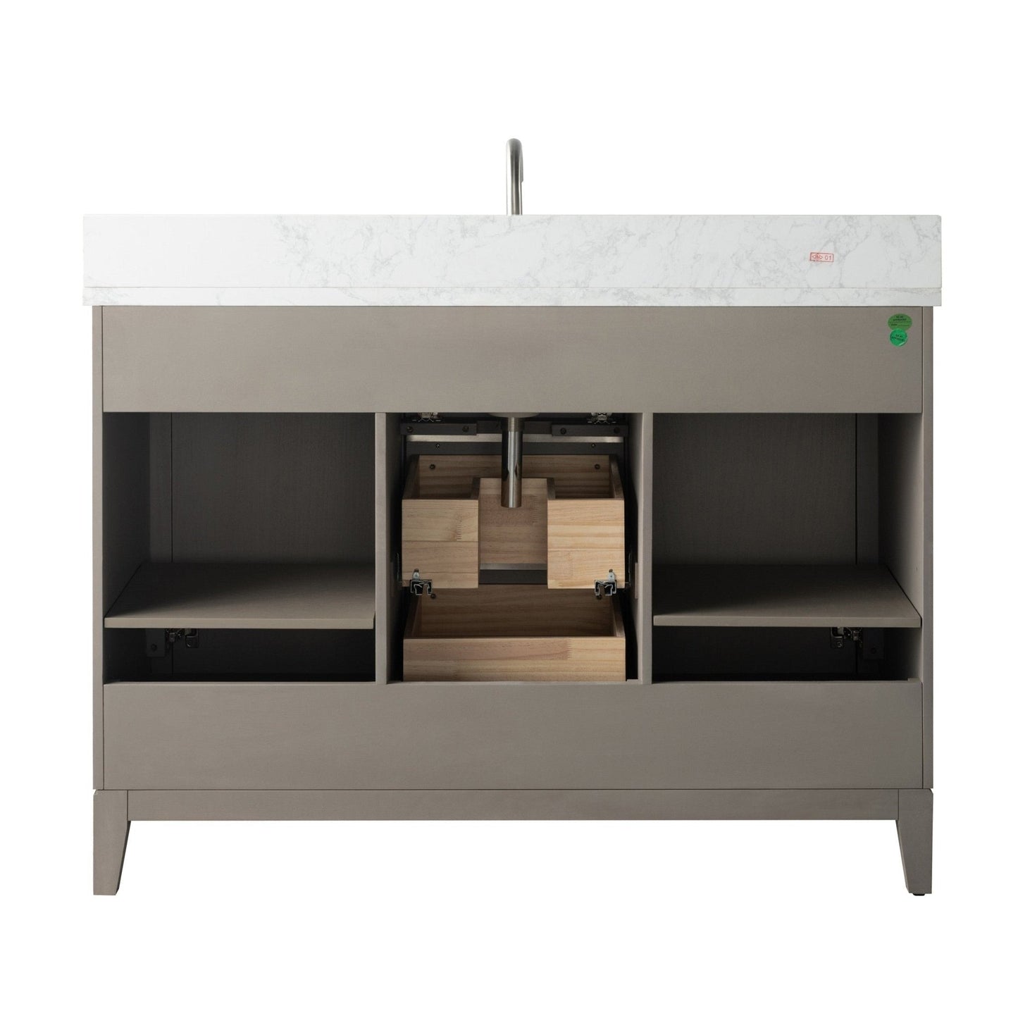 Meuble-lavabo Vanity Art avec lavabo en céramique et plan de travail en marbre composite.