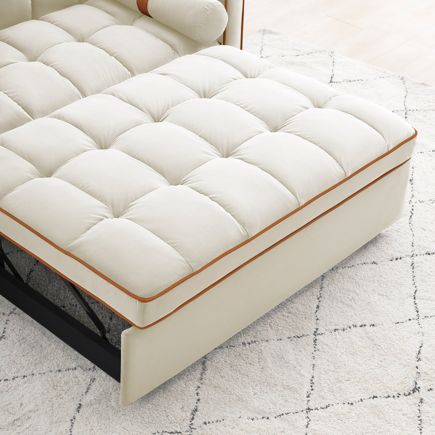 Canapé-lit convertible en velours de 139 cm (55 pouces) à 2 places avec lit escamotable, dossier inclinable, poches latérales et porte-téléphone.