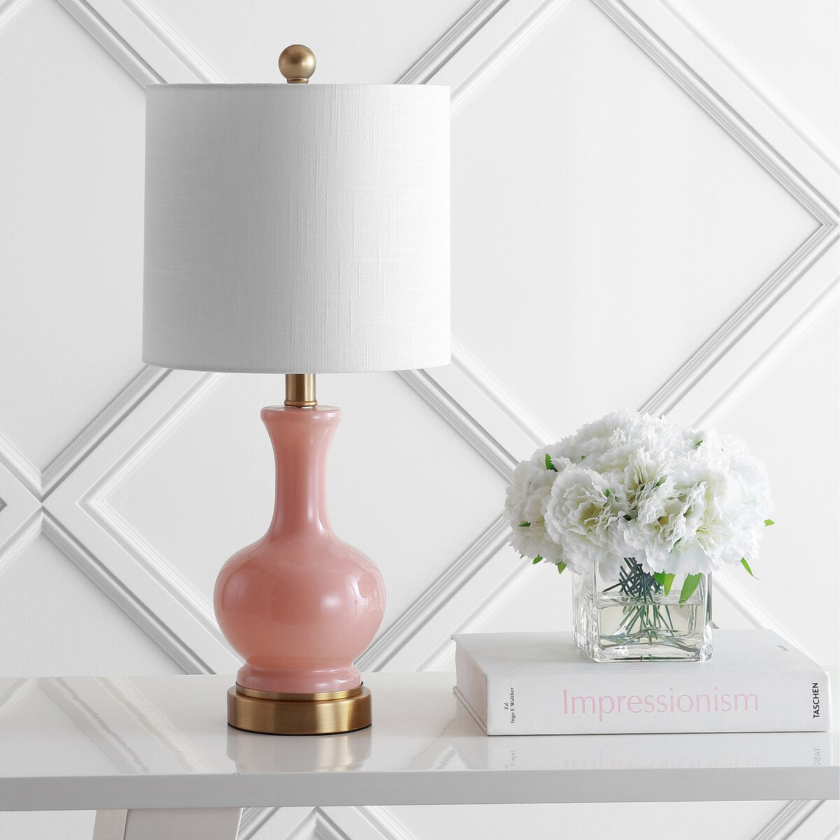 Lampe de table LED Vermont 22 en verre et métal, blanche (lot de 2) par JONATHAN Y