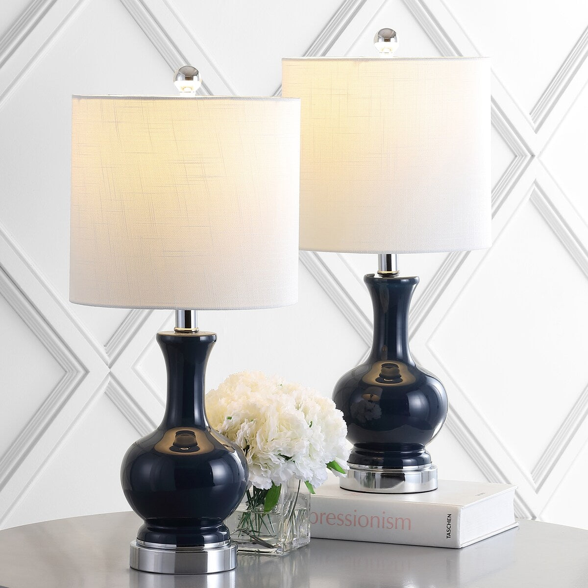 Lampe de table LED Vermont 22 en verre et métal, blanche (lot de 2) par JONATHAN Y