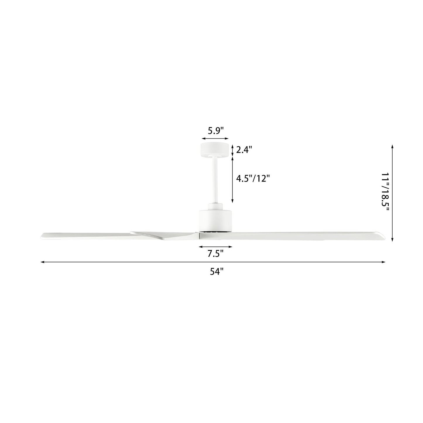 WINGBO Ventilateur de plafond intérieur à 54 pouces avec moteur DC, sans éclairage - N/A