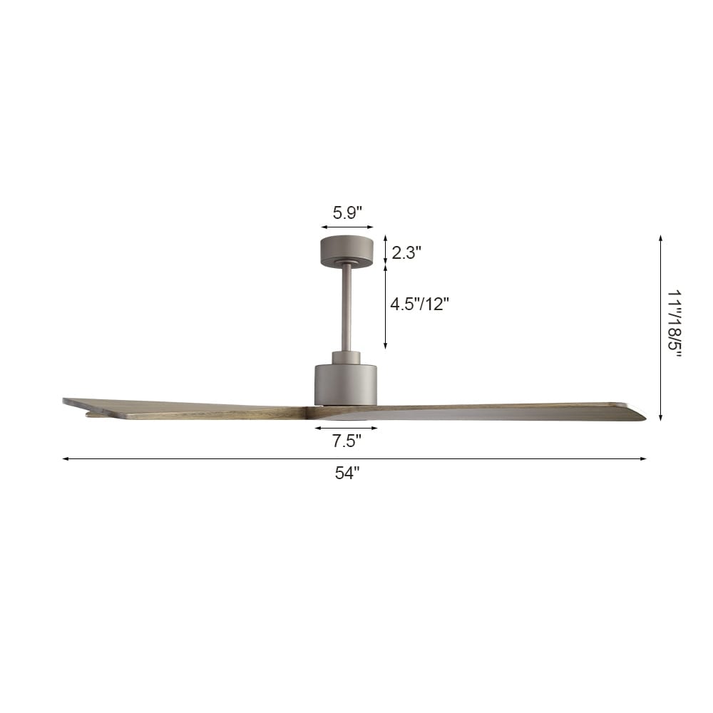 WINGBO Ventilateur de plafond intérieur à 54 pouces avec moteur DC, sans éclairage - N/A
