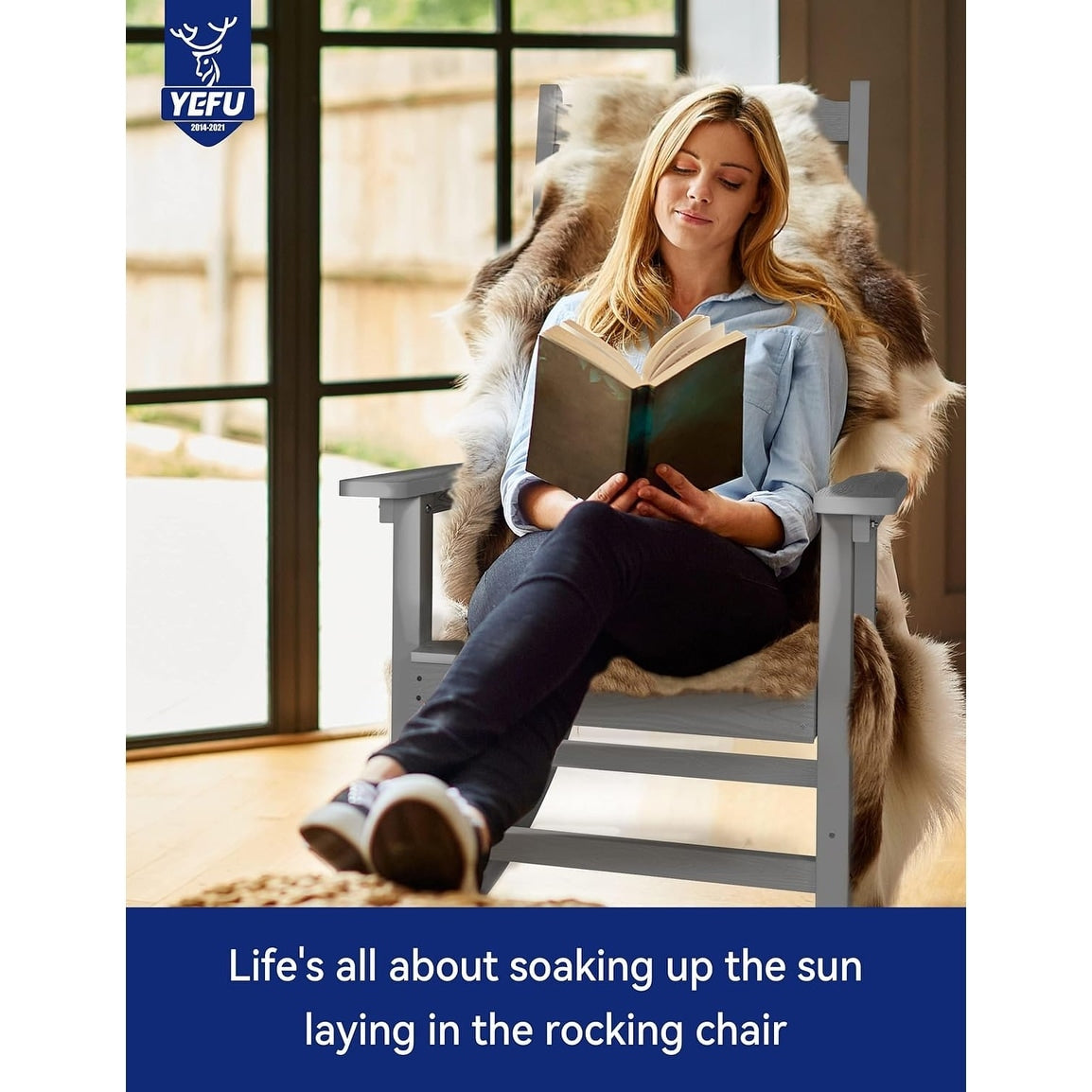 WINSOON Chaise à bascule d'extérieur résistante aux intempéries, lot de 2