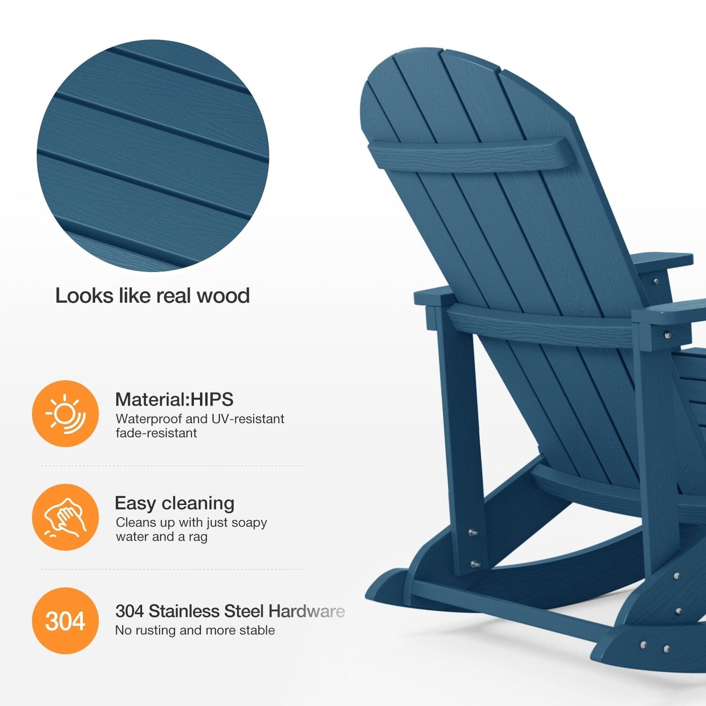 WINSOON Chaise à bascule d'extérieur résistante aux intempéries, lot de 2
