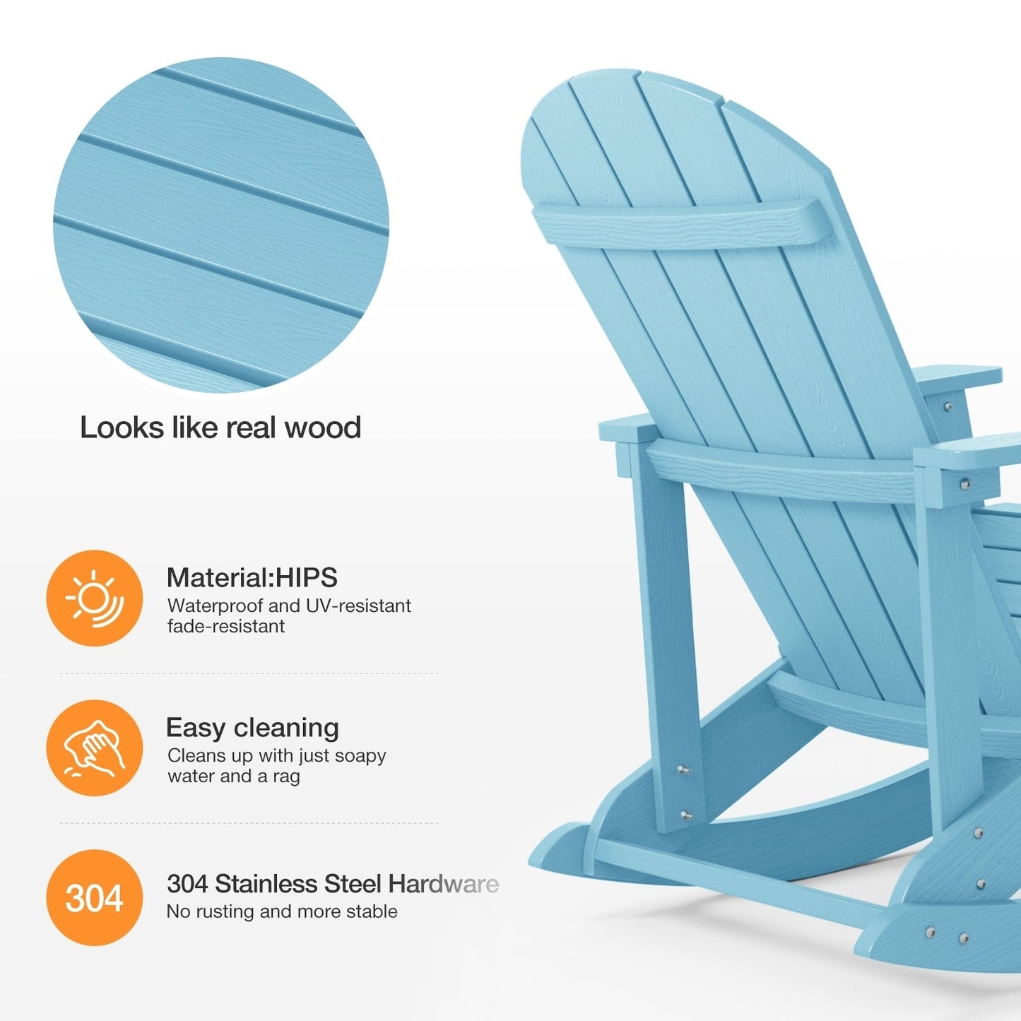 WINSOON Chaise à bascule d'extérieur résistante aux intempéries, lot de 2
