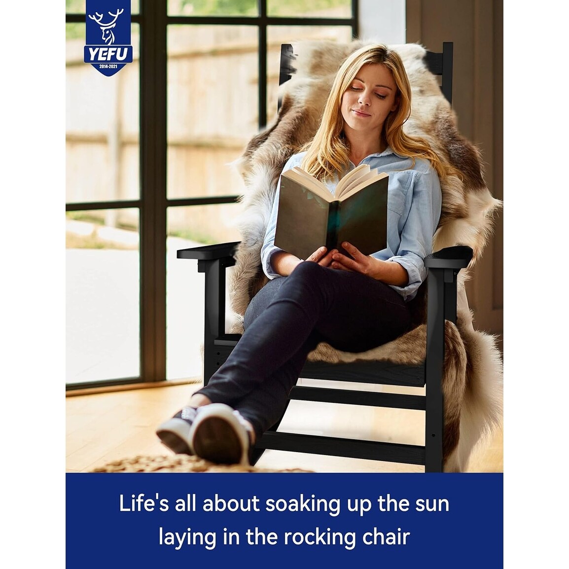 WINSOON Chaise à bascule d'extérieur résistante aux intempéries, lot de 2