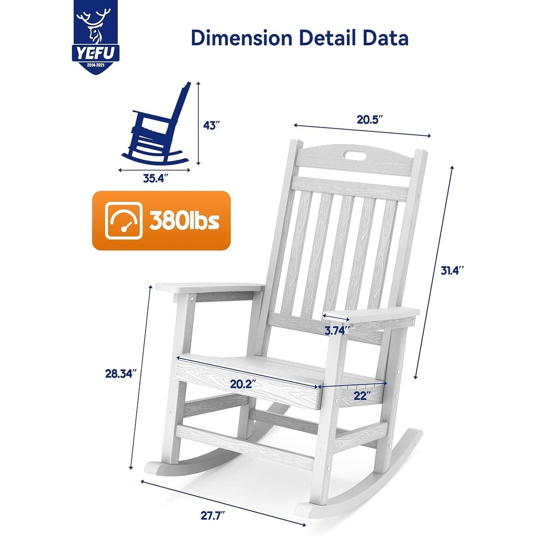 WINSOON Chaise à bascule d'extérieur résistante aux intempéries, lot de 2