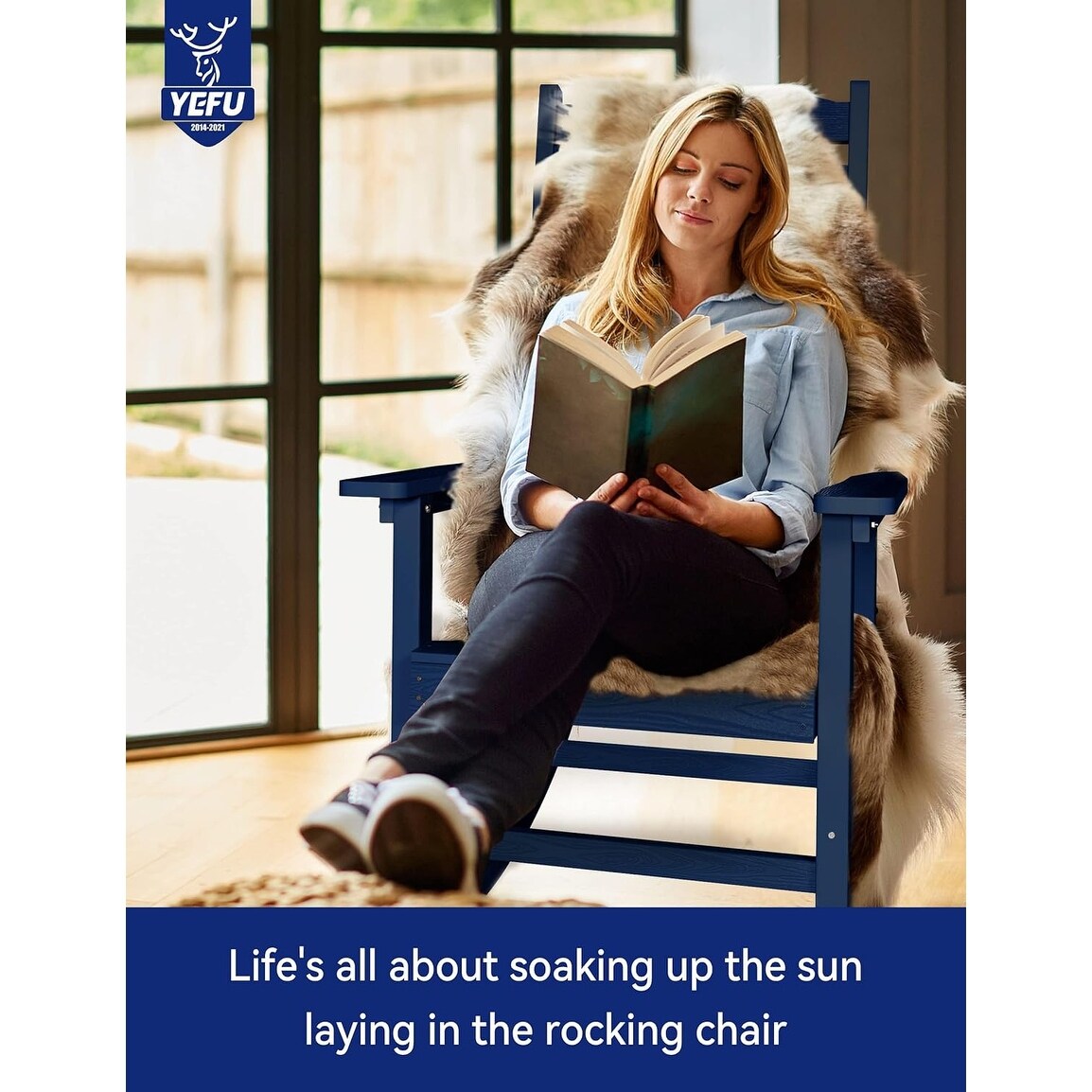 WINSOON Chaise à bascule d'extérieur résistante aux intempéries, lot de 2