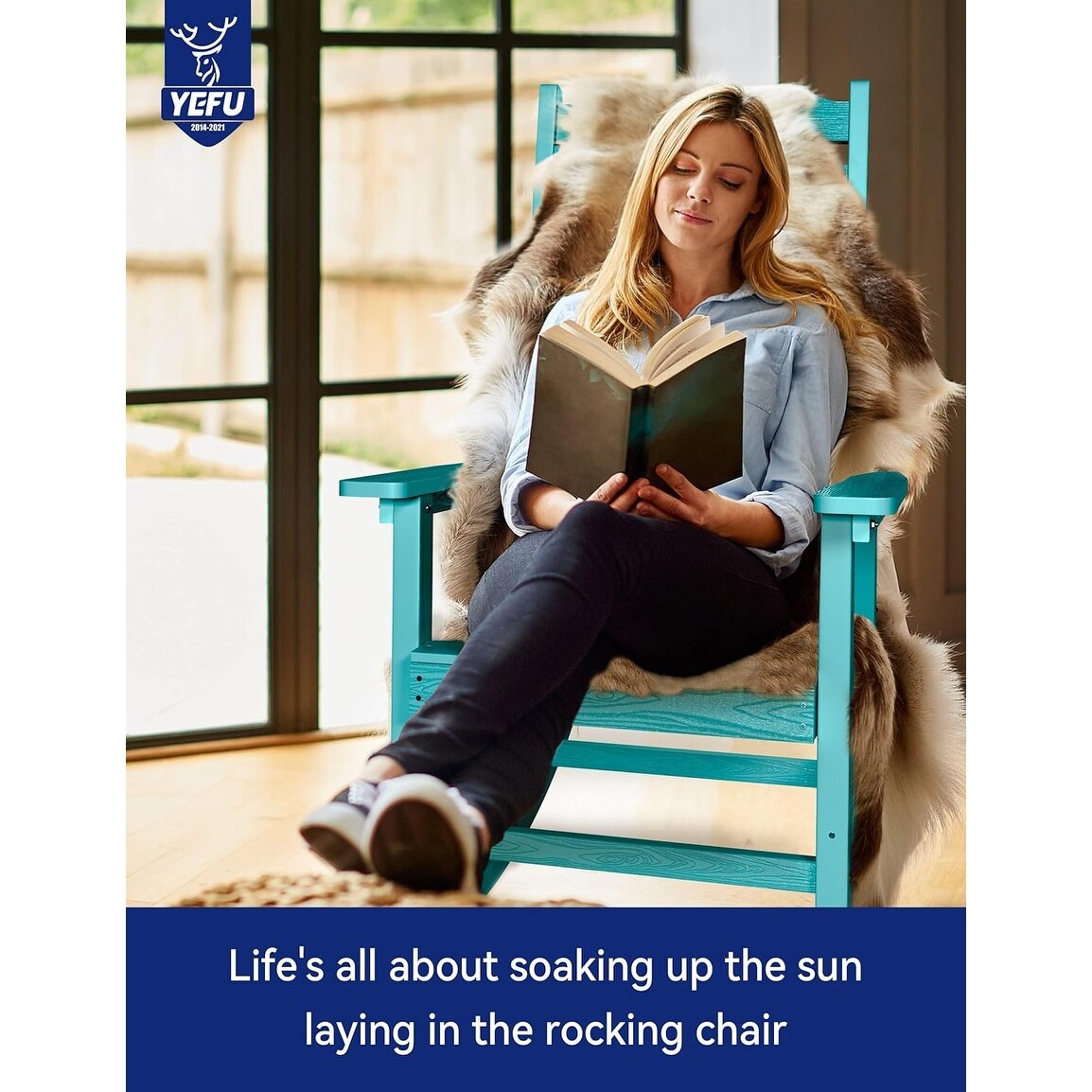 WINSOON Chaise à bascule d'extérieur résistante aux intempéries, lot de 2