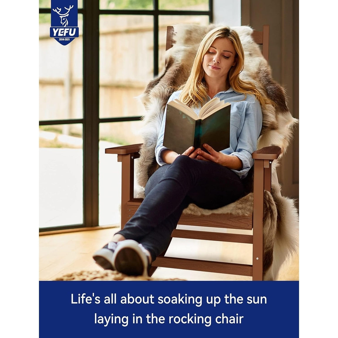 WINSOON Chaise à bascule d'extérieur résistante aux intempéries, lot de 2