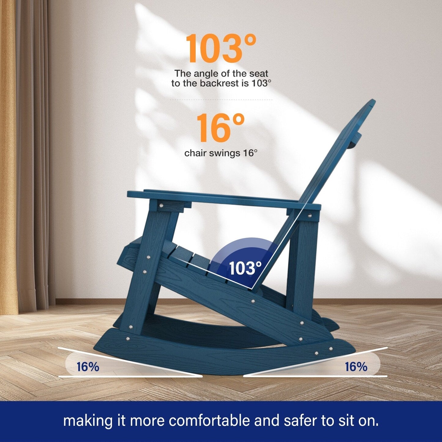 WINSOON Chaise à bascule d'extérieur résistante aux intempéries, lot de 2