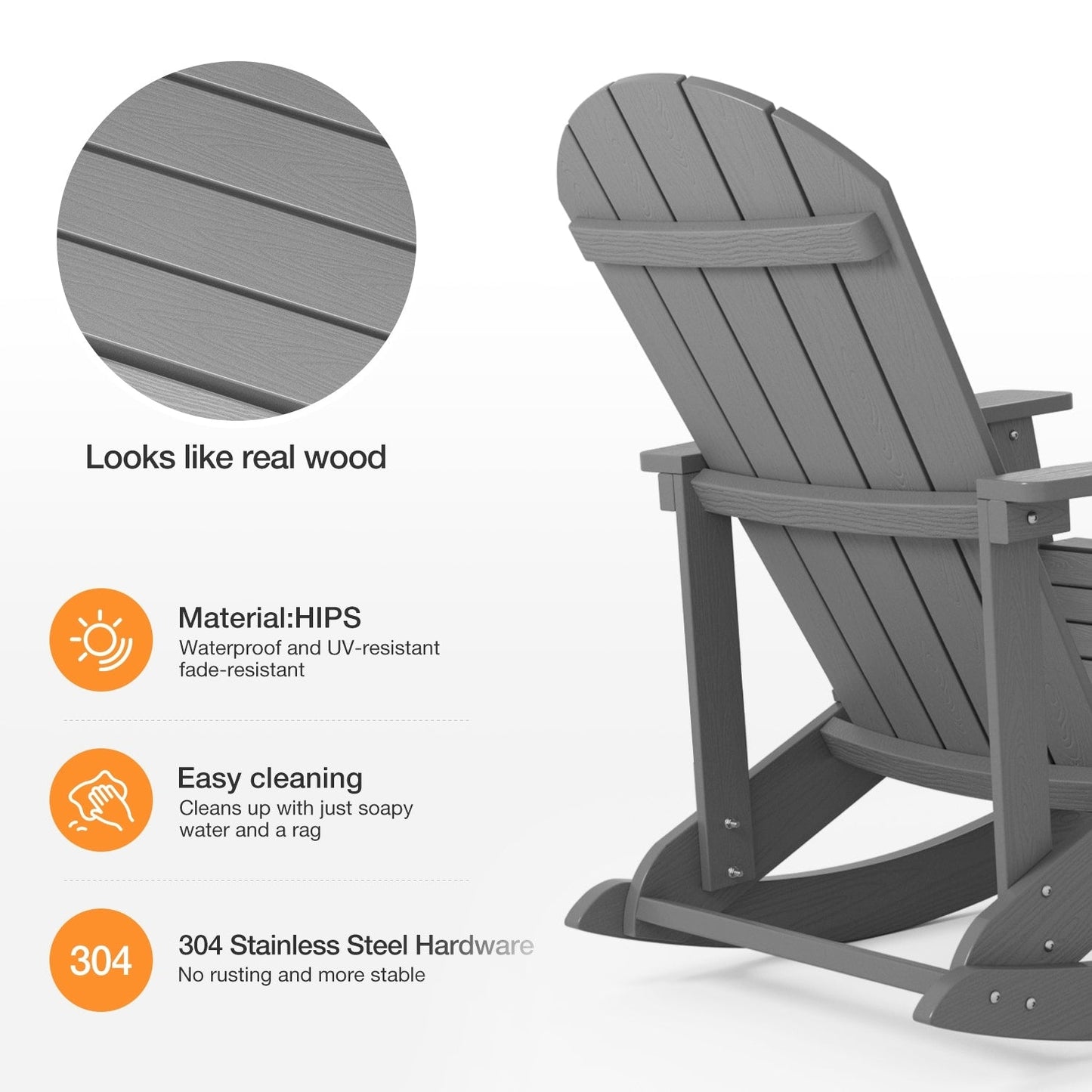 WINSOON Chaise à bascule d'extérieur résistante aux intempéries, lot de 2