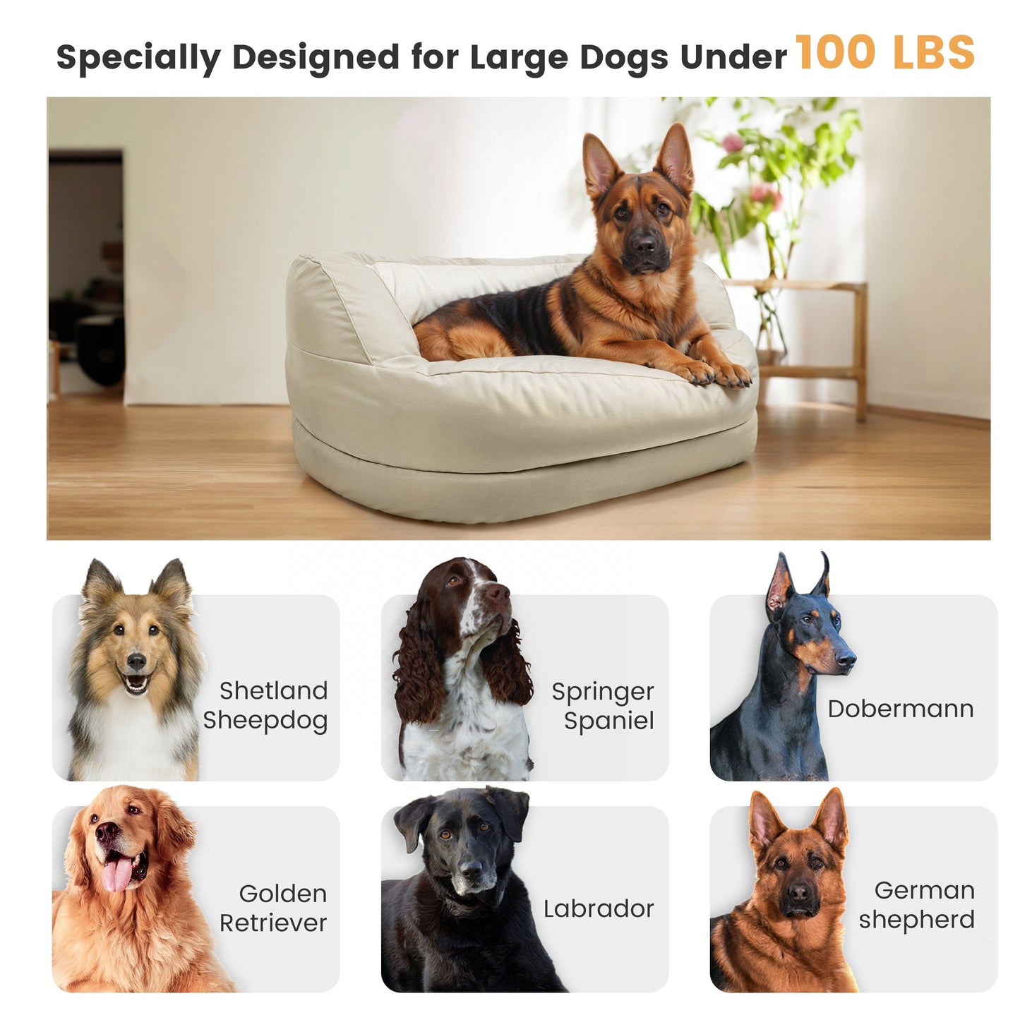 Couchon pour chien WOWMAX en mousse orthopédique imperméable pour grands chiens