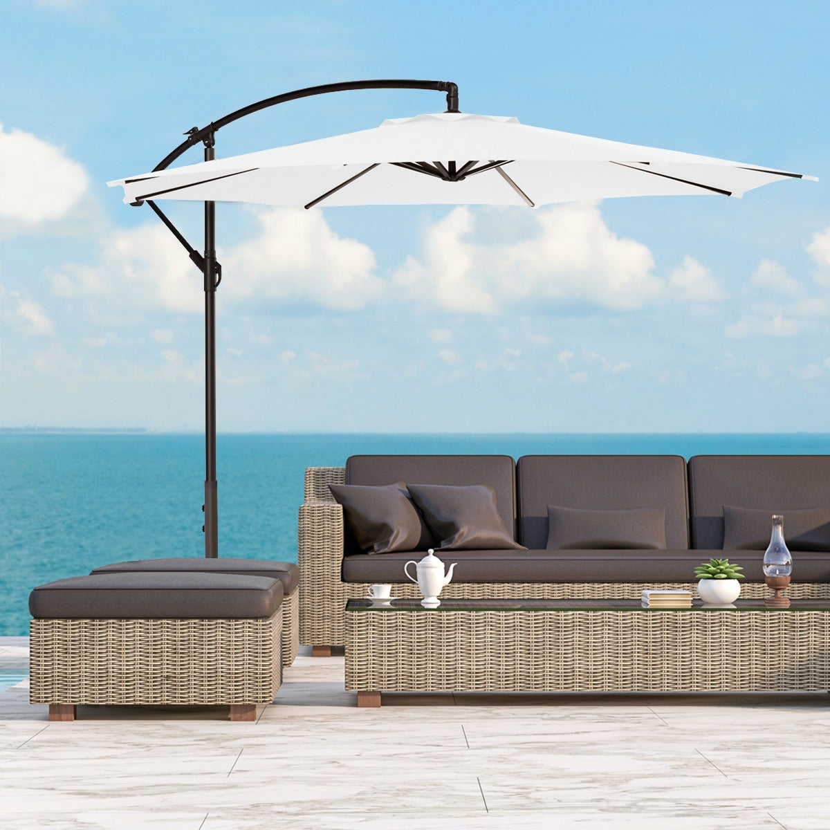 Parasol de terrasse cantilever déporté de 3 mètres (10 pieds) Weller