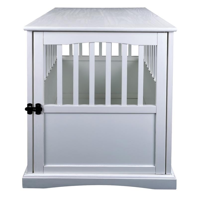 Table d'appoint en bois blanc pour cage à animaux avec porte verrouillable