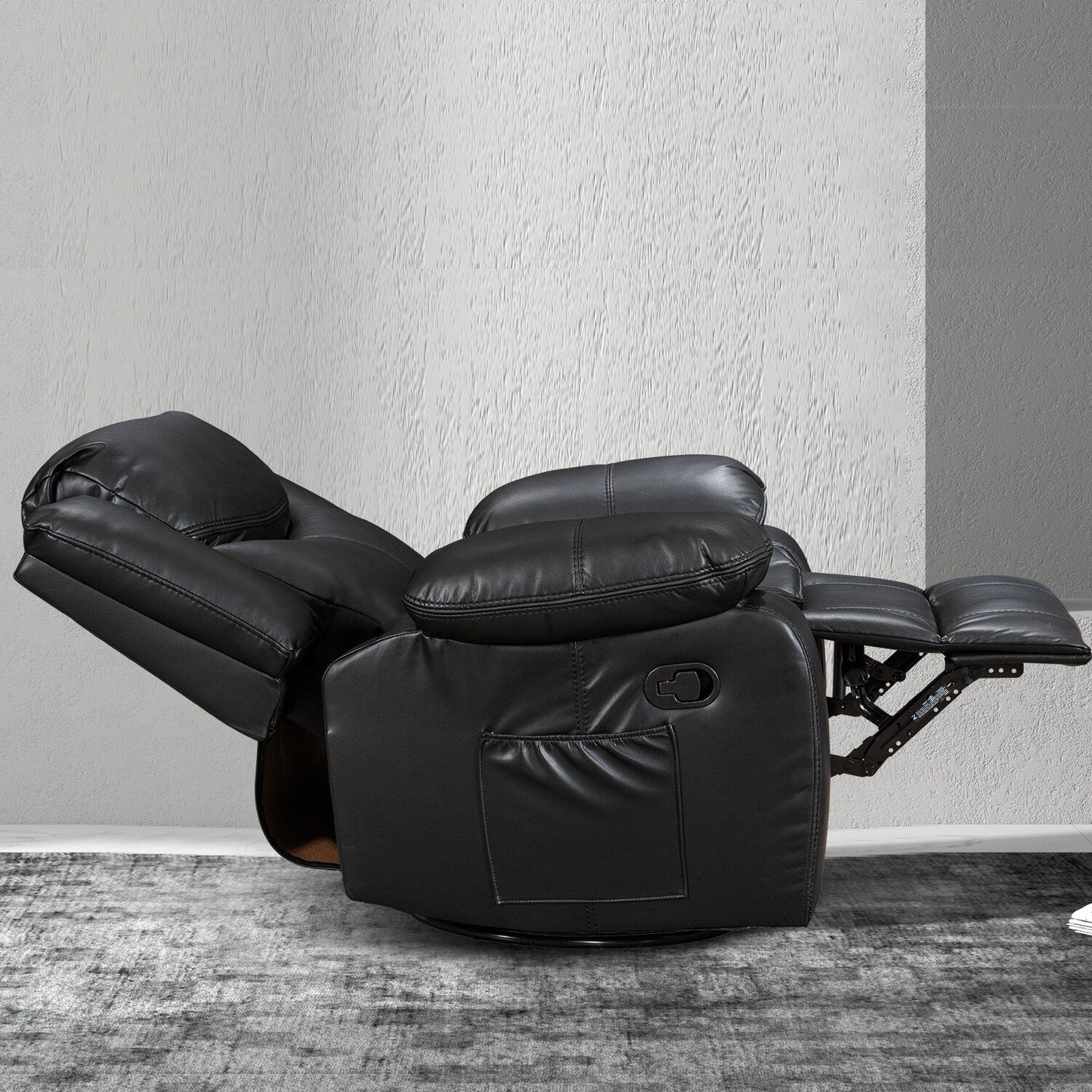 Fauteuil inclinable large en cuir durable avec massage et chauffage.