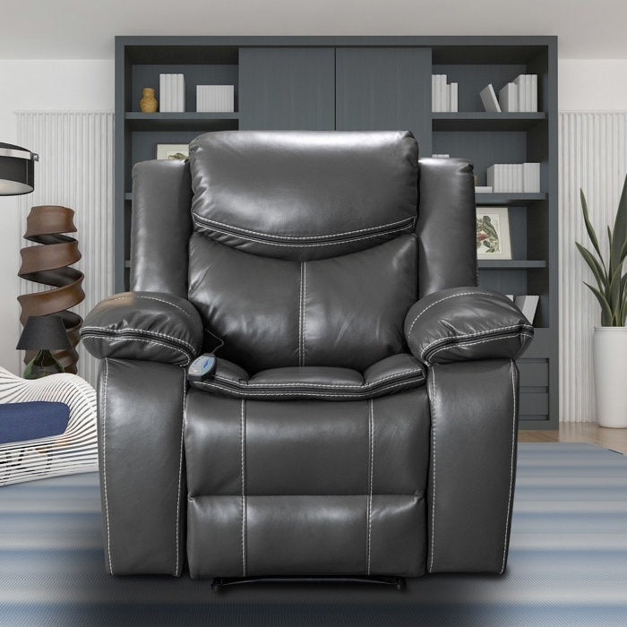 Fauteuil inclinable large en cuir durable avec massage et chauffage.
