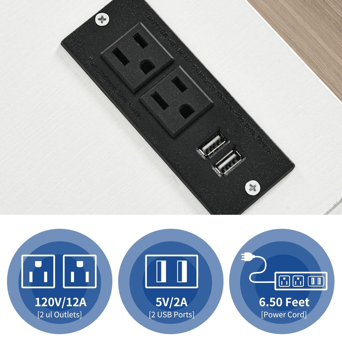 Meuble de rangement en bois avec station de recharge, classeur latéral mobile, verrouillable, compatible avec les dossiers A4, lettres et documents légaux.