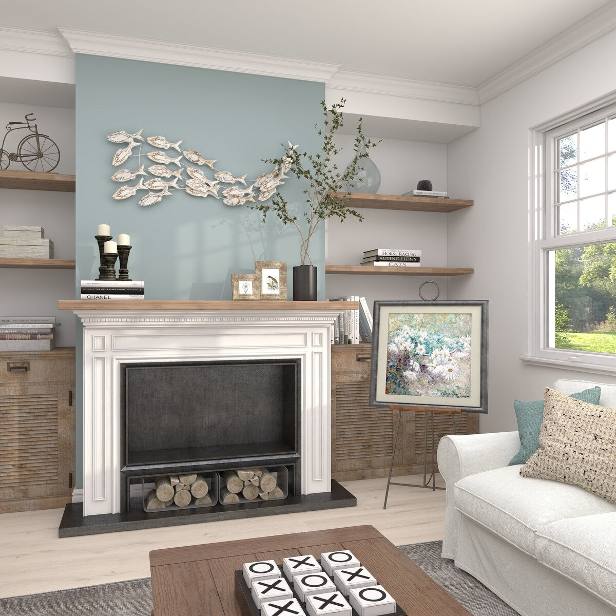 Poisson en bois fait à la main, décoration murale pour la maison, effet vieilli brun - Blanc - Roche River Decor