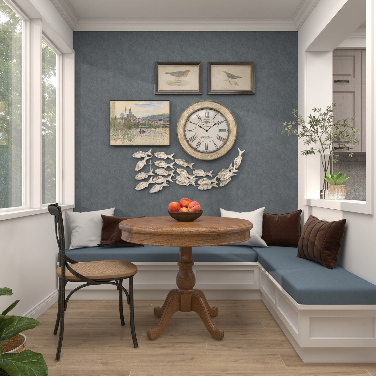 Poisson en bois fait à la main, décoration murale pour la maison, effet vieilli brun - Blanc - Roche River Decor