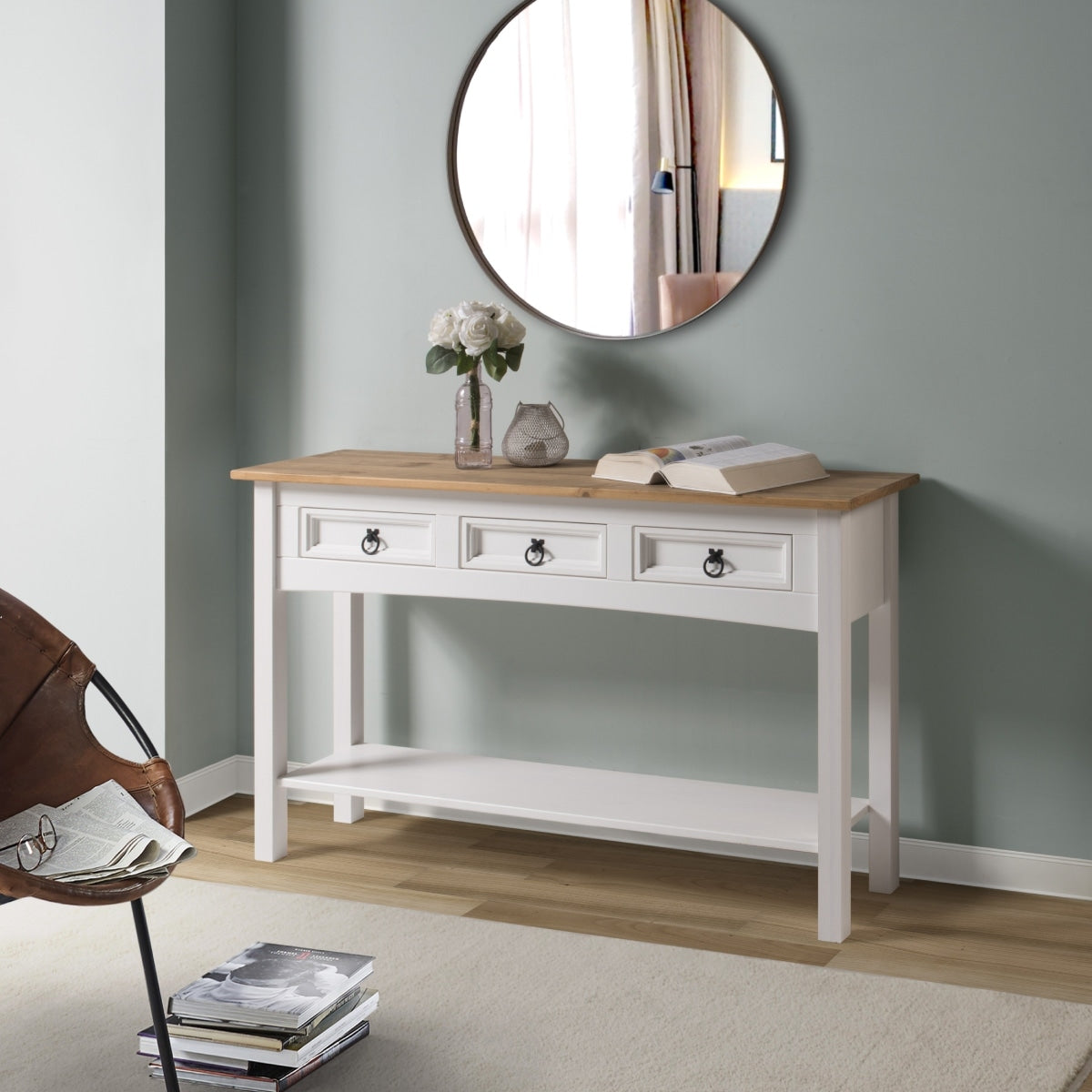 Console d'entrée en bois avec 3 tiroirs Corona | Furniture Dash - N/A