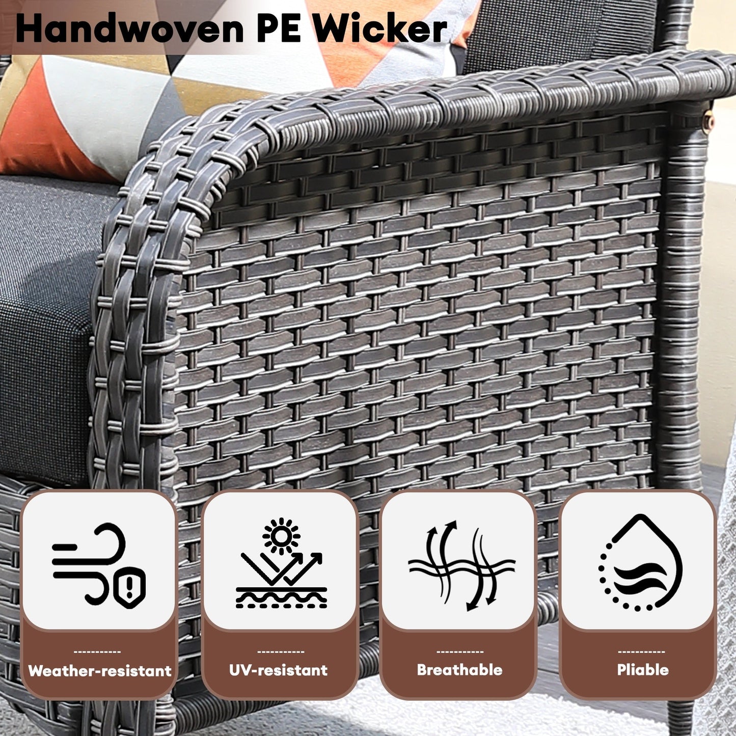 Ensemble de meubles de jardin d'extérieur XIZZI 4 pièces pour conversation avec table