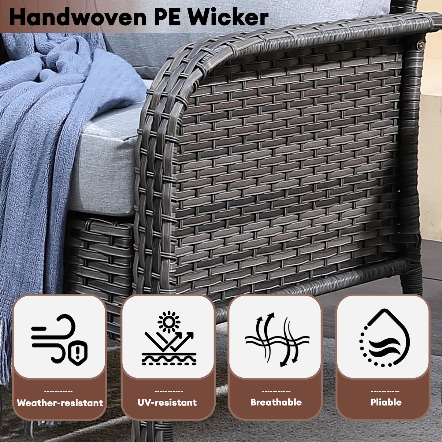 Ensemble de meubles de jardin d'extérieur XIZZI 4 pièces pour conversation avec table