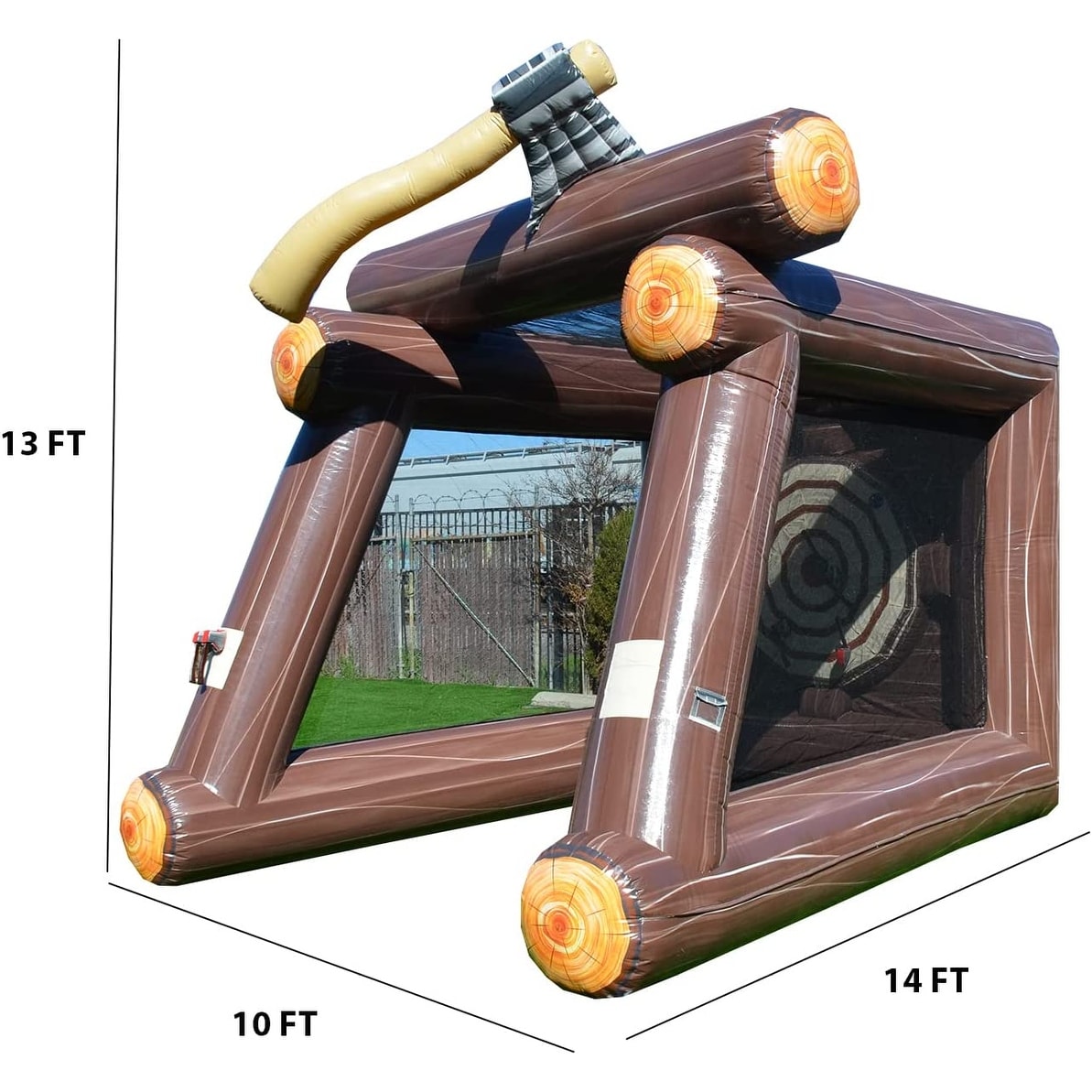 Jeu de lancer de hache gonflable XJUMP avec souffleur d'air et haches en mousse, qualité professionnelle, location, léger, pour jeux en extérieur