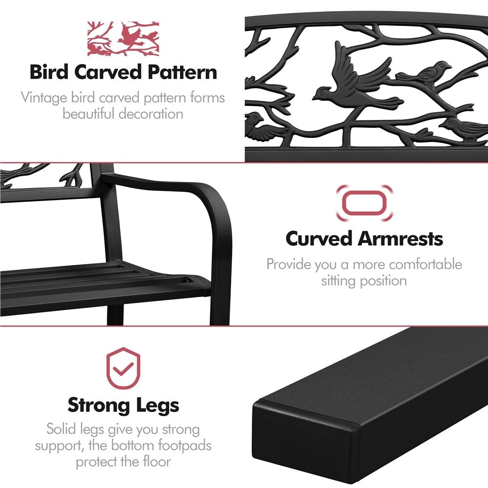 Yaheetech Banc de jardin pour patio, chaise de porche en métal pour extérieur - N/A