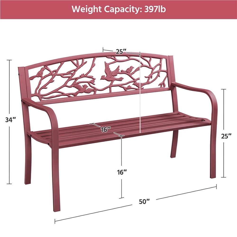 Yaheetech Banc de jardin pour patio, chaise de porche en métal pour extérieur - N/A