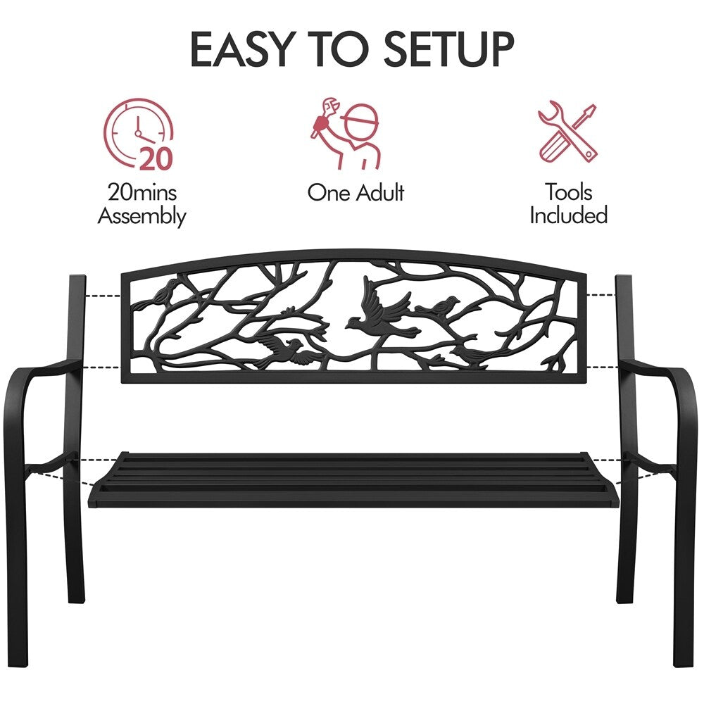 Yaheetech Banc de jardin pour patio, chaise de porche en métal pour extérieur - N/A