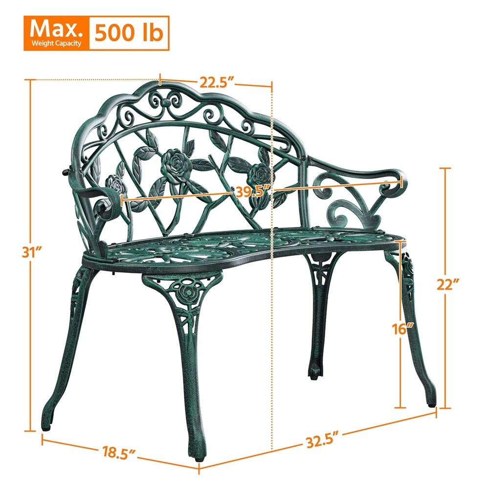 Yaheetech Banc extérieur en métal pour terrasse, parc, jardin - N/A