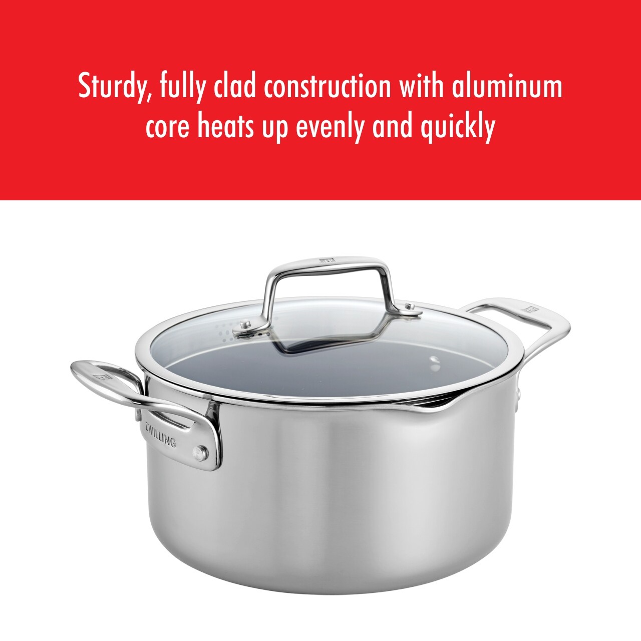 Pochette de cuisson ZWILLING Clad CFX en acier inoxydable et céramique antiadhésive, 6 pintes